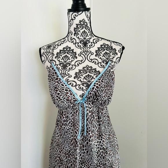 Women’s Animal Print Contrast Trim Satin Maxi Slip Dress and Robe Set Size S/M - Picture 5 of 16